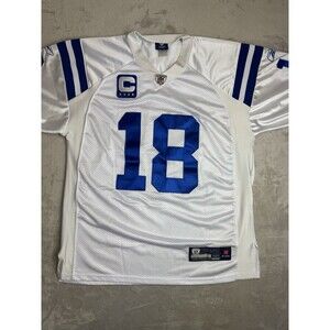 Indianapolis Colts HOF Peyton Manning White Captain Jersey #18 Reebok SZ50